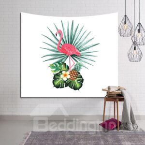 Flamingo and Banana Leaf Foliage Design Decorative Hanging Wall Tapestry