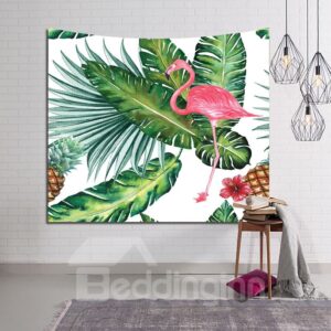 Decorative Tropical Plants and Flamingo Hanging Wall Tapestry