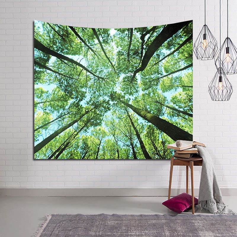 Vibrant Spring Forest Design Green Decorative Hanging Wall Tapestry - Image 3