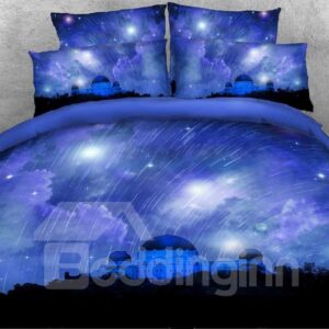 US Only Castle and Meteor Shower Printed 3D 4-Piece Bedding Sets/Duvet Covers Microfiber