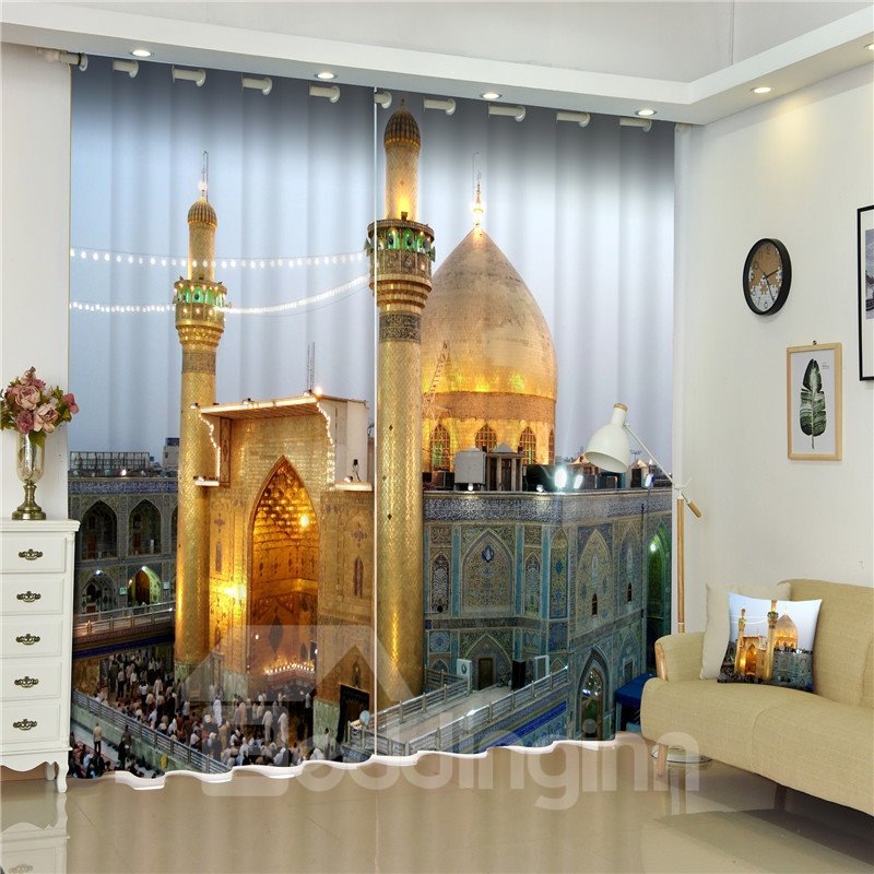 3D Resplendent Castles Printed Dubai Buildings Scenery Water-Proof and Blackout Curtain - Image 6