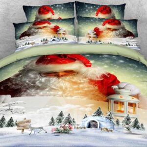 Santa Claus 4-Piece 3D Christmas Bedding Set/Duvet Cover Set Microfiber