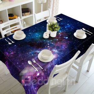 3D Vast Galaxy and Blue Starry Sky Printed Oil-Proof and Durable Table Cover