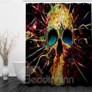Colorful Skull Head Creative Style Polyester Waterproof and Eco-friendly 3D Shower Curtain