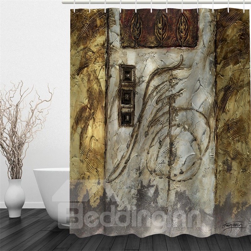 Door Pattern Vintage Style 3D Polyester Waterproof and Eco-friendly Shower Curtain - Image 2