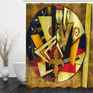 3D Letters Pattern Abstract Style Polyester Waterproof and Eco-friendly Shower Curtain