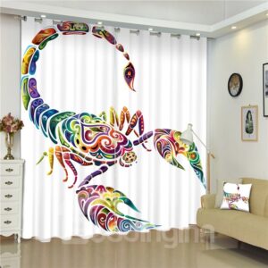 3D Creative and Colorful Crab Printed Decorative and Blackout Window Custom Curtain