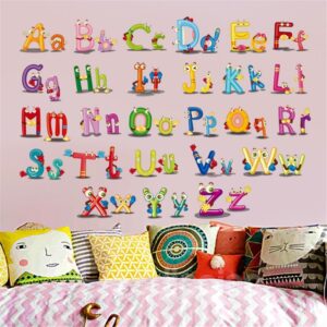 Durable Waterproof Cartoon Alphabet PVC Kids Room Wall Stickers