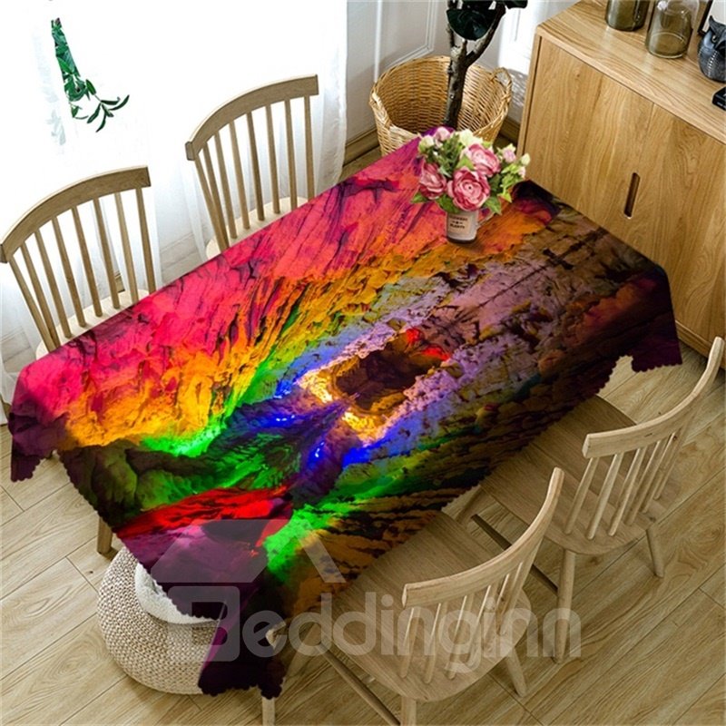 3D Mysterious Bright Colored Water-Eroded Cave landscape Printed Table Cover - Image 7