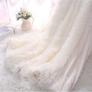 Princess Style Solid White Soft and Fluffy Double Layer Throw Blanket