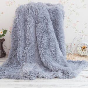 Princess Style Solid Gray Soft and Fluffy Double Layer Throw Blanket