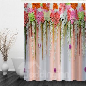 3D Colorful Flowers Printed Polyester Waterproof and Eco-friendly Shower Curtain