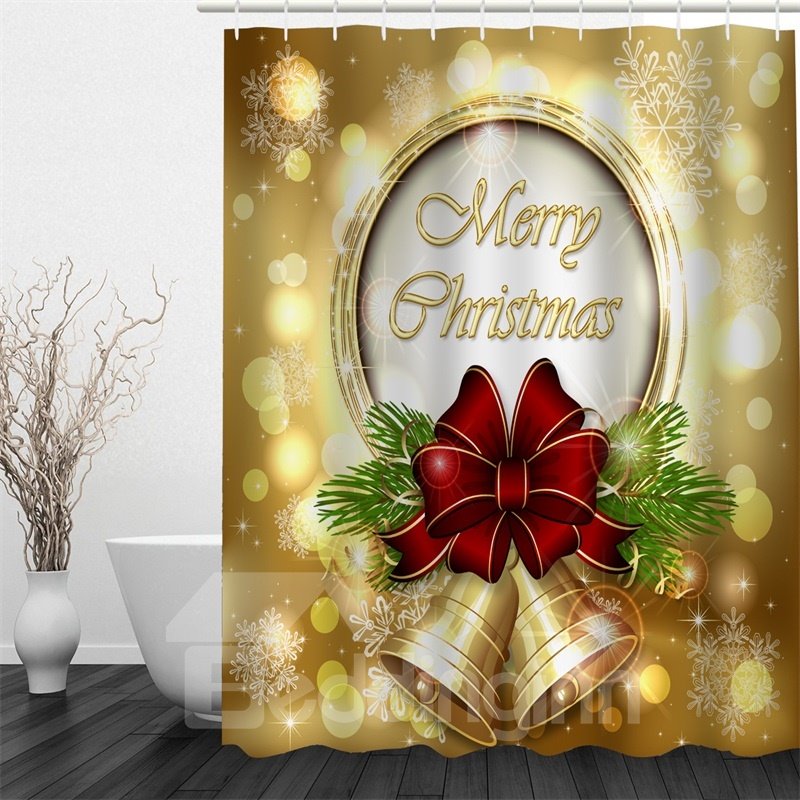 3D Merry Christmas Printed Polyester Waterproof and Eco-friendly Shower Curtain - Image 3