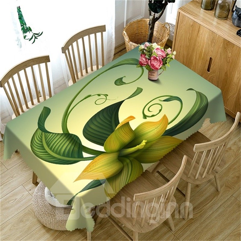 Vivid Green Flowers Pastoral Style Thick Polyester 3D Table Cloth - Image 7