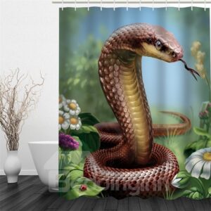 3D Brown Snake Pattern Polyester Waterproof and Eco-friendly Shower Curtain