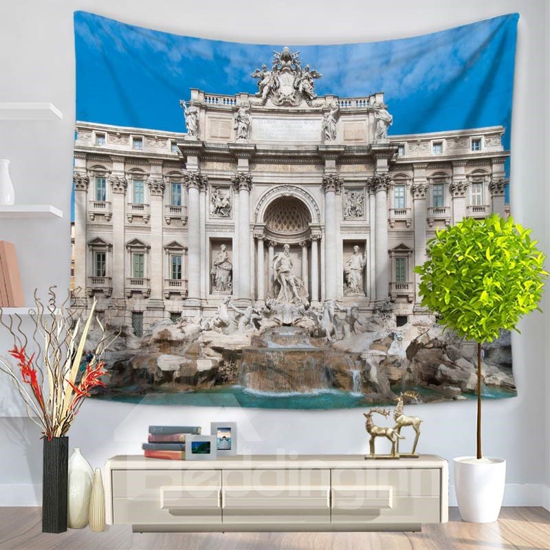 Roman Fontana of Trevi Palace of Interest Decorative Hanging Wall Tapestry - Image 2