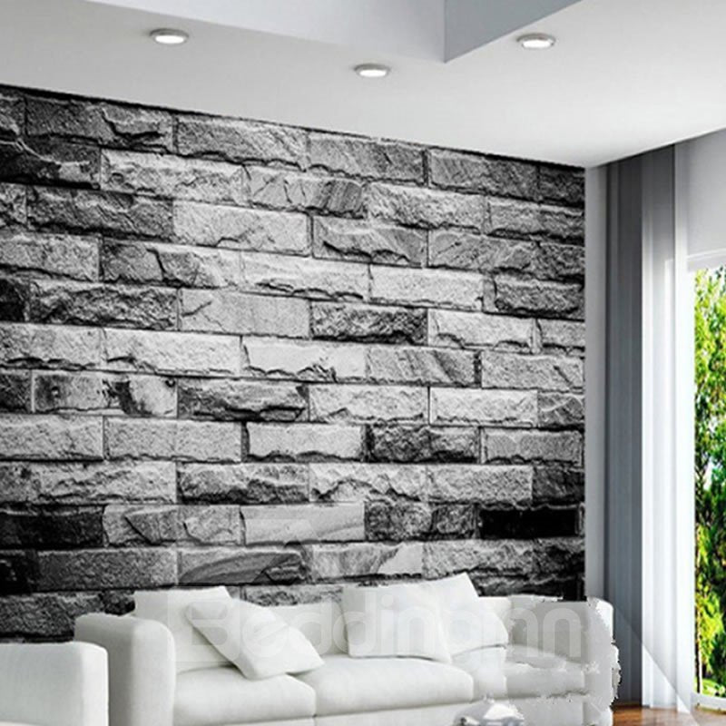 3D Grey Brick Wall Printed Sturdy Waterproof and Eco-friendly Wall Mural - Image 7