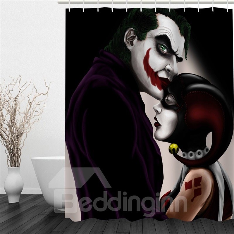 3D Halloween Wizard and Witch Polyester Waterproof Antibacterial and Eco-friendly Shower Curtain - Image 2