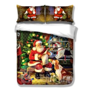 3D Santa Claus in Red Suit Printed Polyester 3-Piece Bedding Sets/Duvet Covers