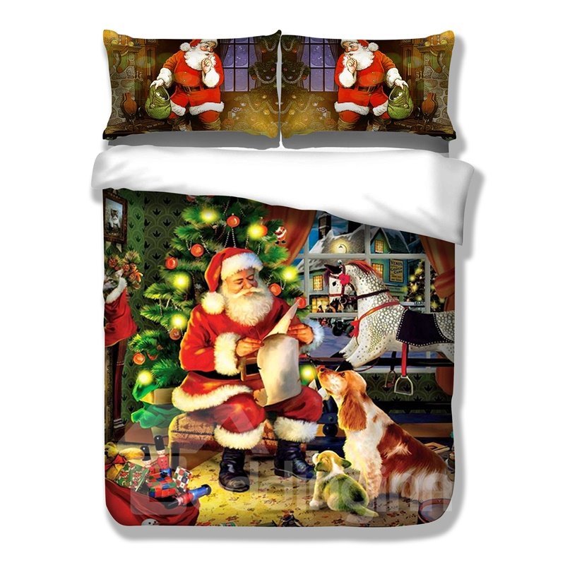 3D Santa Claus in Red Suit Printed Polyester 3-Piece Bedding Sets/Duvet Covers - Image 3