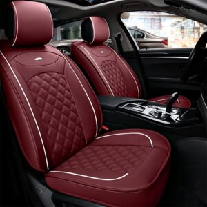Leather Car Seat Covers, Faux Leatherette Automotive Vehicle Cushion Cover for Cars SUV Pick-up Truck Universal Fit Set for Auto Interior Accessories