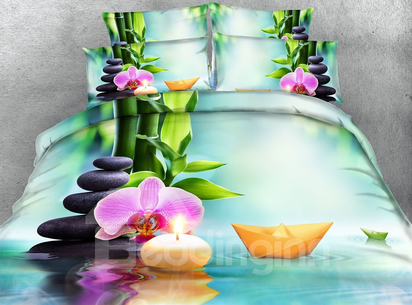 3D Phalaenopsis and Paper Boat Printed 4-Piece Bedding Sets/Duvet Covers - Image 4