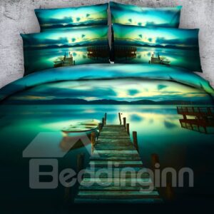 Jetty and Canoe Printed 3D 4-Piece Bedding Sets/Duvet Covers