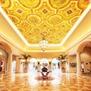 3D Golden PVC Waterproof Sturdy Eco-friendly Self-Adhesive Ceiling Murals