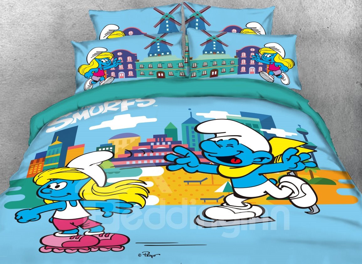Skater Smurf and Smurfette 4-Piece Bedding Sets/Duvet Covers - Image 4