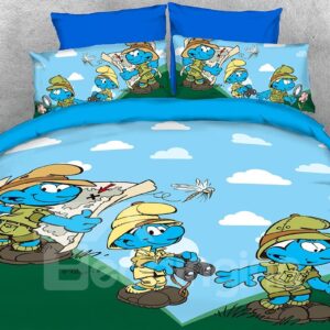 Nature Watcher Smurfs and Dragonfly 4-Piece Bedding Sets/Duvet Covers