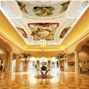 3D White Angels Pattern PVC Waterproof Sturdy Eco-friendly Self-Adhesive Ceiling Murals