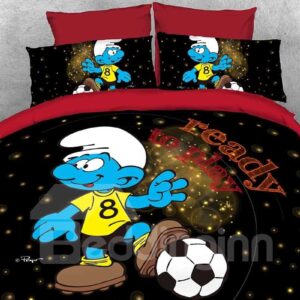 Soccer Smurf Ready to Play Shinning Stars 4-Piece Bedding Sets/Duvet Covers