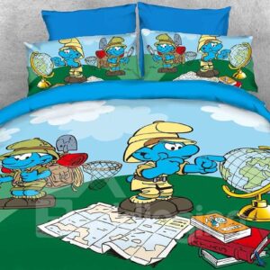 Nature Watcher Jungle Smurfs Printed 4-Piece Bedding Sets/Duvet Covers