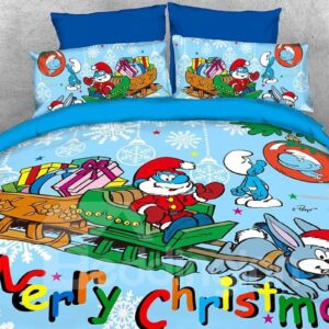 Papa Smurf Merry Christmas Holiday 4-Piece Bedding Sets/Duvet Covers