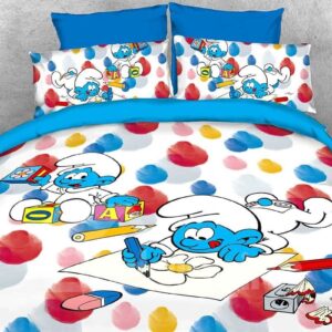 Baby Smurf Painting Flower and Building Blocks 4-Piece Bedding Sets/Duvet Covers