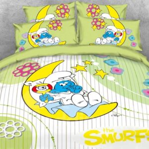 Baby Smurf with Moon Yellow Stars Printed 4-Piece Bedding Sets/Duvet Covers