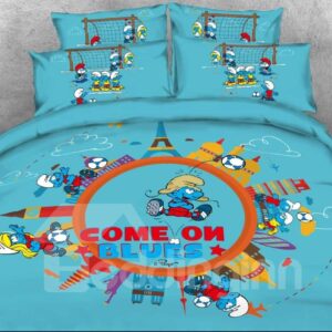 Soccer Smurf the Smurfs Village Building 4-Piece Bedding Sets/Duvet Covers