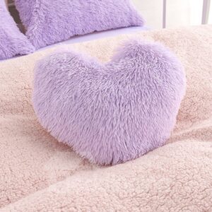Purple Plush Heart Shape One Piece Decorative Fluffy Throw Pillow Wear-resistant Endurable