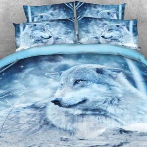 3D Wolf in the Wild Printed 5-Piece Comforter Set / Bedding Set Machine Washable Soft Lightweight Warm Polyester