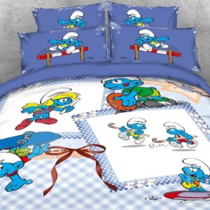 Sporty Smurfs and Smurfette Twin 3-Piece Kids Bedding Sets/Duvet Covers