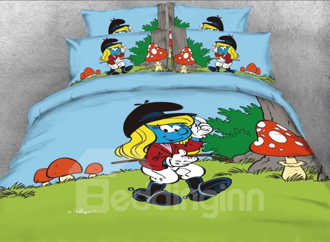 Smurfette in the Wild with Mushrooms Twin 3-Piece Kids Bedding Sets