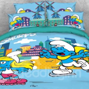 Skater Smurf and Smurfette Twin 3-Piece Kids Bedding Sets