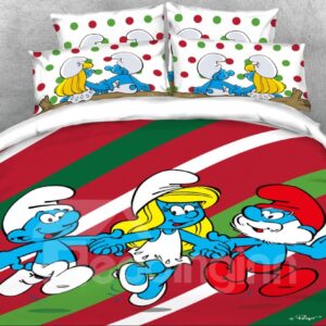 The Smurfs Holiday Printed Twin 3-Piece Kids Bedding Sets/Duvet Covers
