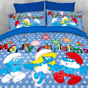 Merry Christmas with the Smurfs Twin 3-Piece Kids Blue Bedding Sets