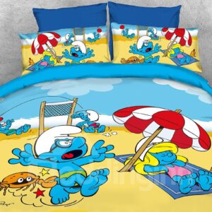 The Smurfs on the Beach Printed Twin 3-Piece Kids Bedding Sets