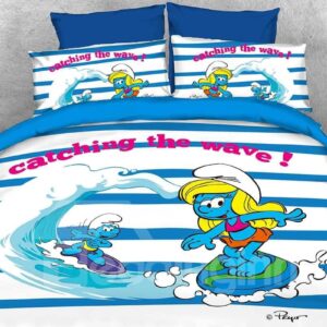 Surfing Smurf and Smurfette Catching the Wave Twin 3-Piece Kids Bedding Sets