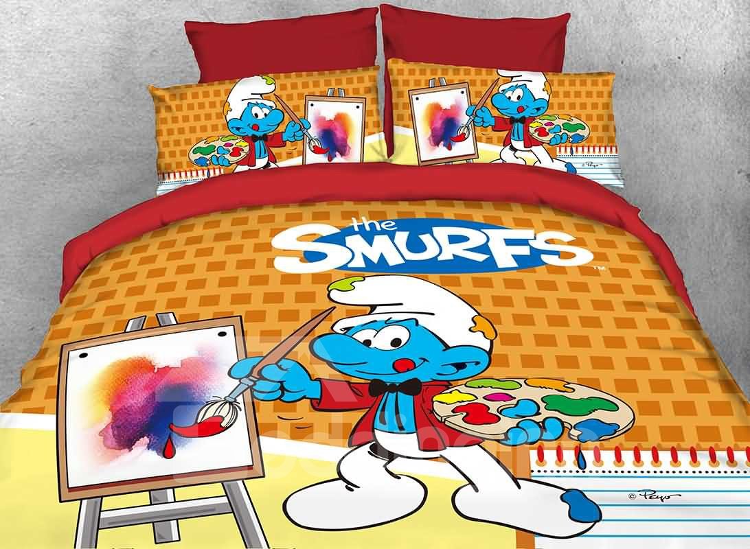 Painter Smurf the Smurfs Village Artist Twin 3-Piece Kids Bedding Sets