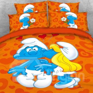 Smurf Smurfette Kiss True Love Twin 3-Piece Kids Bedding Sets/Duvet Covers