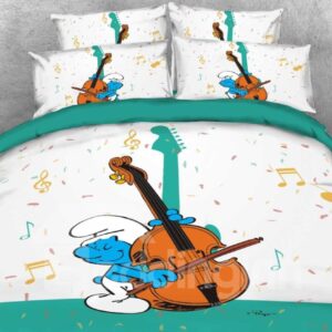 Violin Smurf Printed Twin 3-Piece Kids Bedding Sets/Duvet Covers
