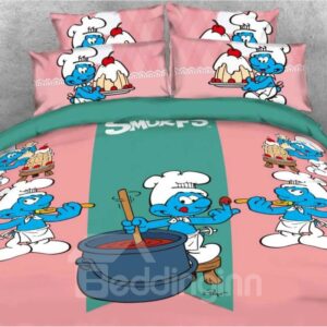 Village Chef Smurf Printed Twin 3-Piece Kids Bedding Sets/Duvet Covers